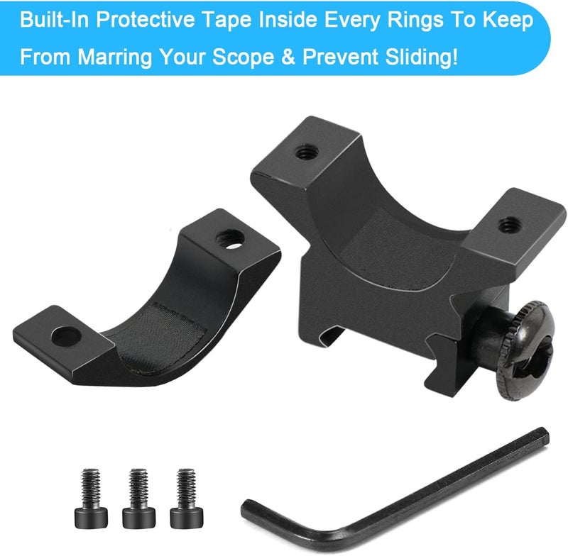 LONSEL 1'' Scope Rings, 2Pcs High Profile or 2Pcs Medium Profile 1 Inch Scope Mount Rings for Picatinny Rail - Image 3